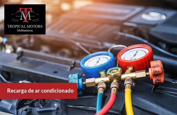 Recarga de Ar Condicionado Automotivo na Tropical Motors, de R$140 por R$99. Válido para Todos os Tipos de Veículos!
