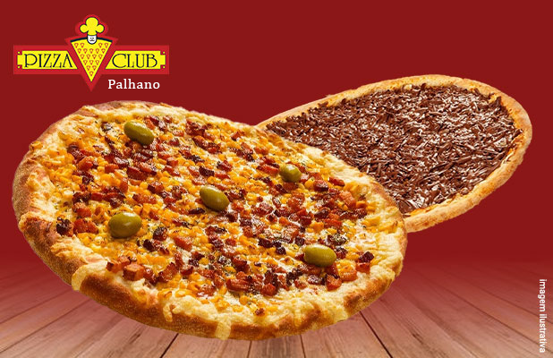Pizza Club Palhano (Próxima aos Condomínios): Combo Pizza 8 Fatias + Pizza Doce 4 Fatias, de R$95,90 por R$59,90. Aproveite esta Delícia p/ Retirada ou Delivery!