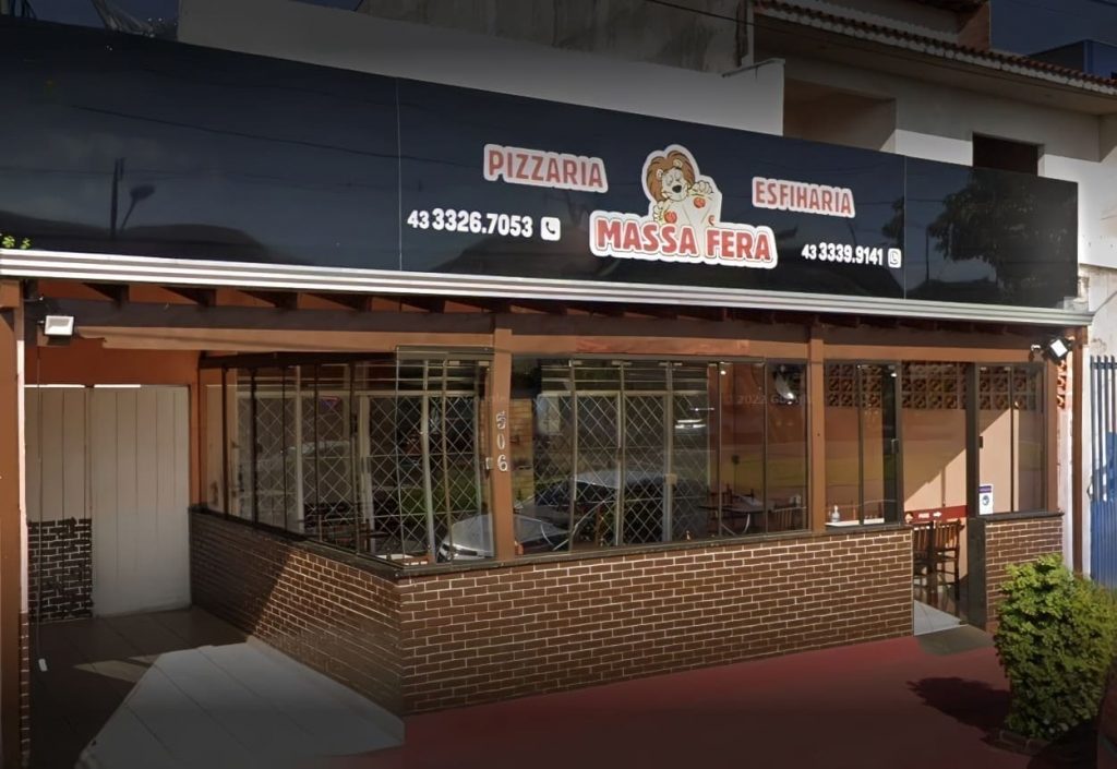 fachada de tijolos pizzaria massa fera