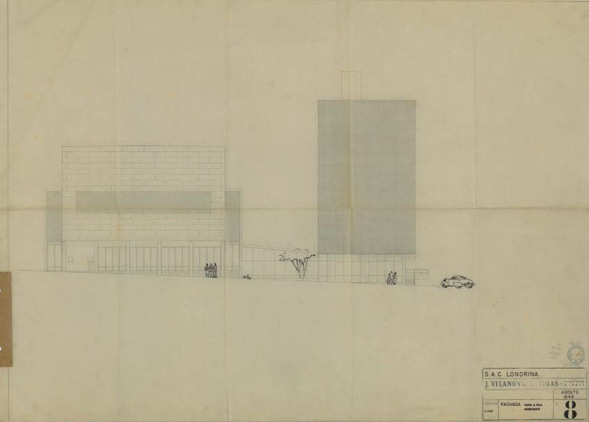 Projeto original do Cine Ouro Verde e Edifício da Autolon feitos por Villanova Artigas