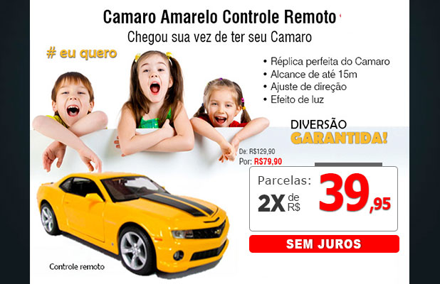 Carro Carrinho De Controle Remoto Camaro 7 Funçoes Rapido