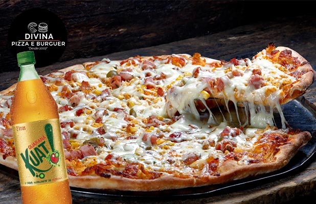 Pizza Grande + Borda Recheada ou Kuat 2L
